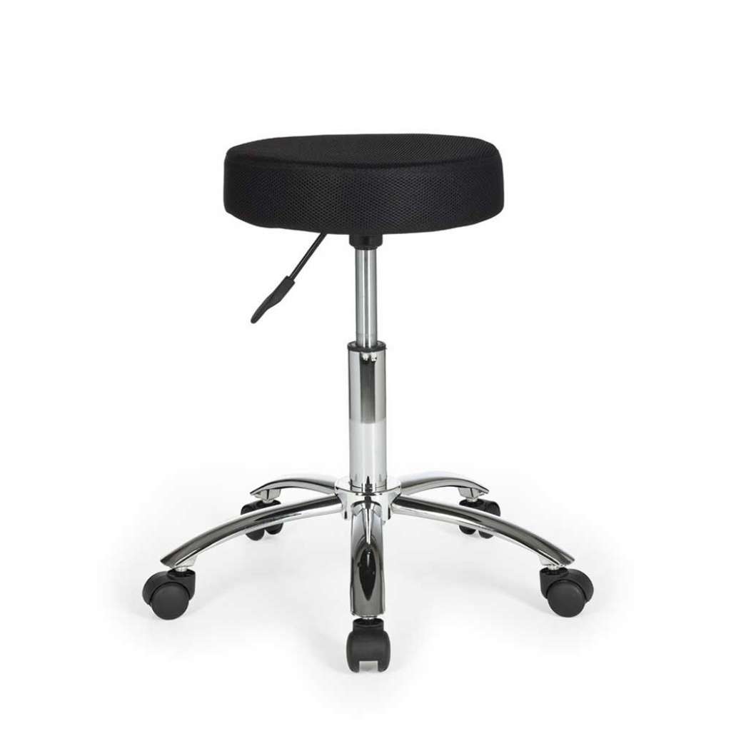 Rollbarer Sitzhocker in Schwarz Meshgewebe höhenverstellbar