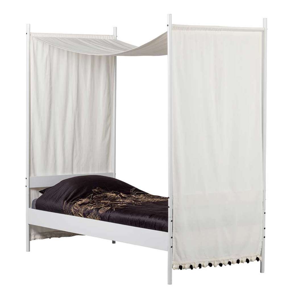 Himmelbett mit Baldachin in Weiß Metall Gestell
