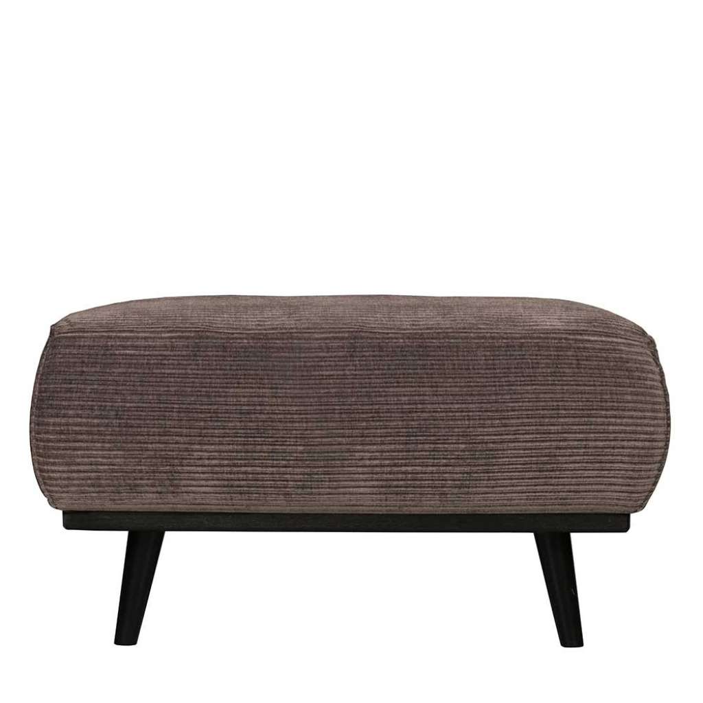 Polsterhocker in Taupe Vierfußgestell aus Holz