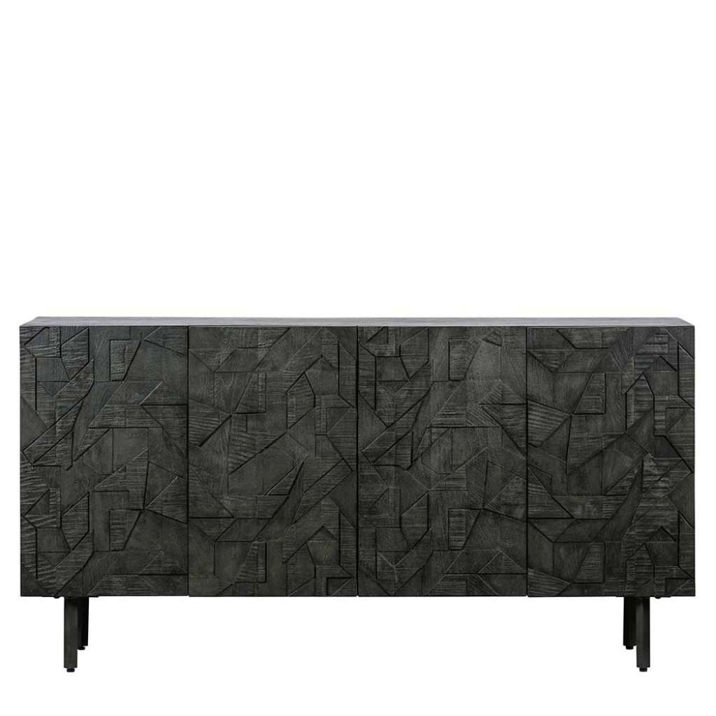 Design Sideboard mit geschnitzter Front Schwarz