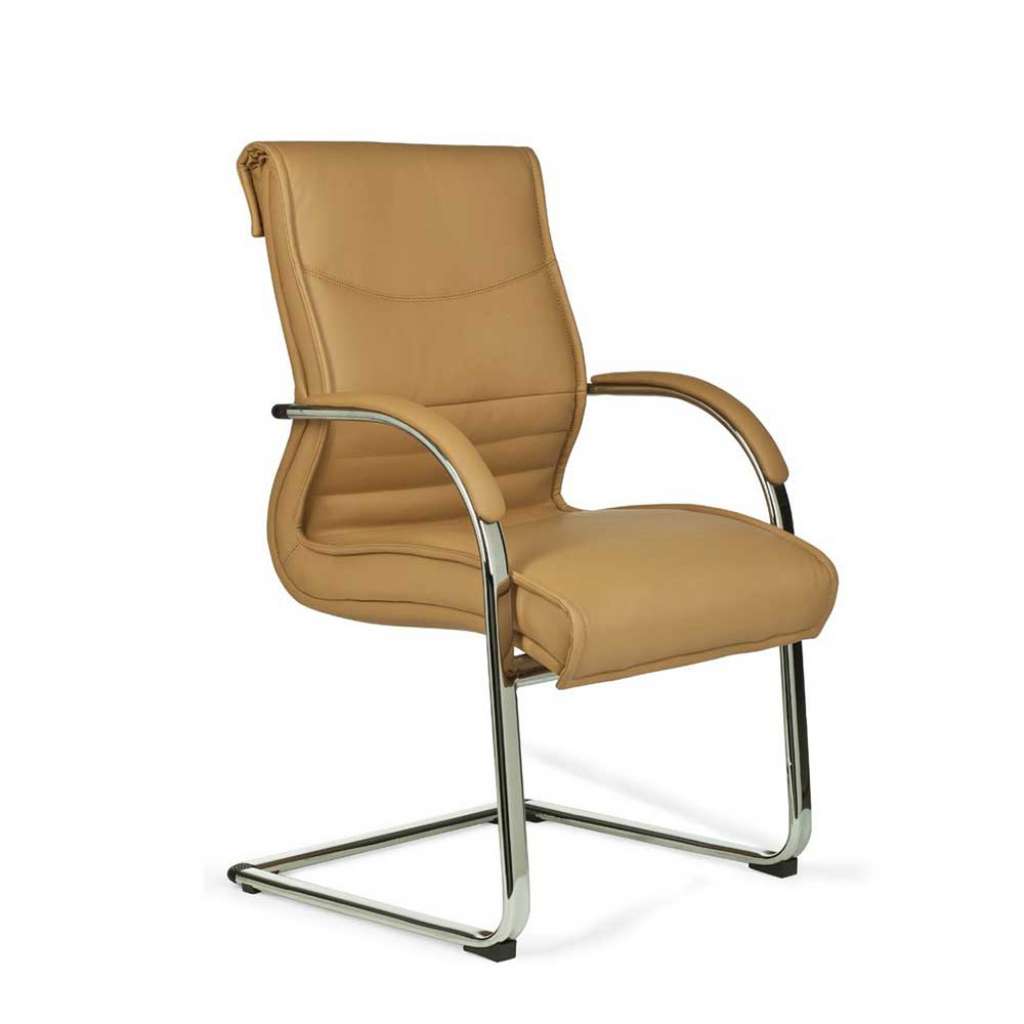 Wartezimmer Schwingstuhl in Hellbraun Chromfarben