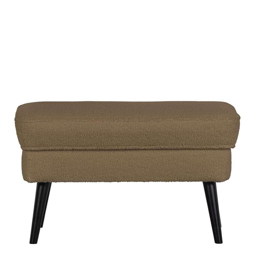 Couchhocker in Graubraun Webplüsch und Holz