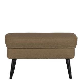 Couchhocker in Graubraun Webplüsch und Holz