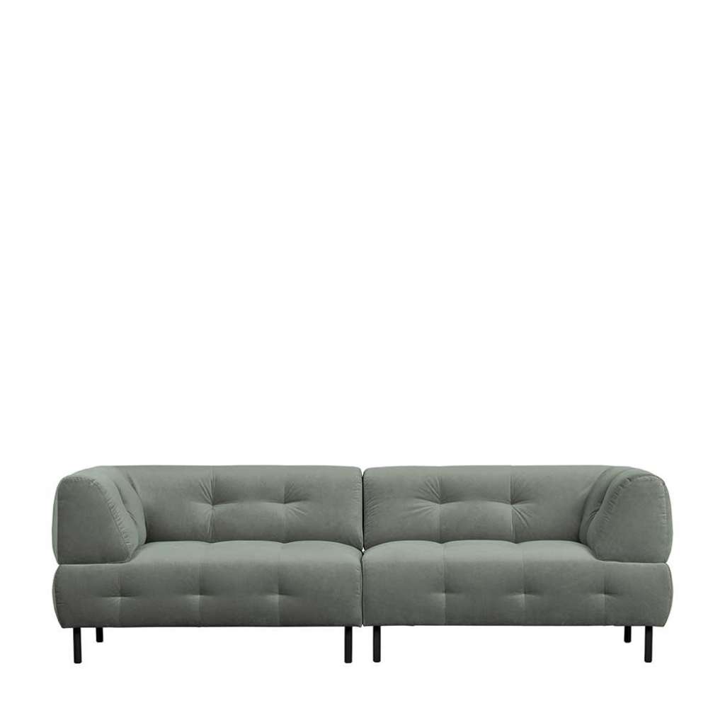 Wohnzimmer Sofa in Graugrün Samt Schwarz