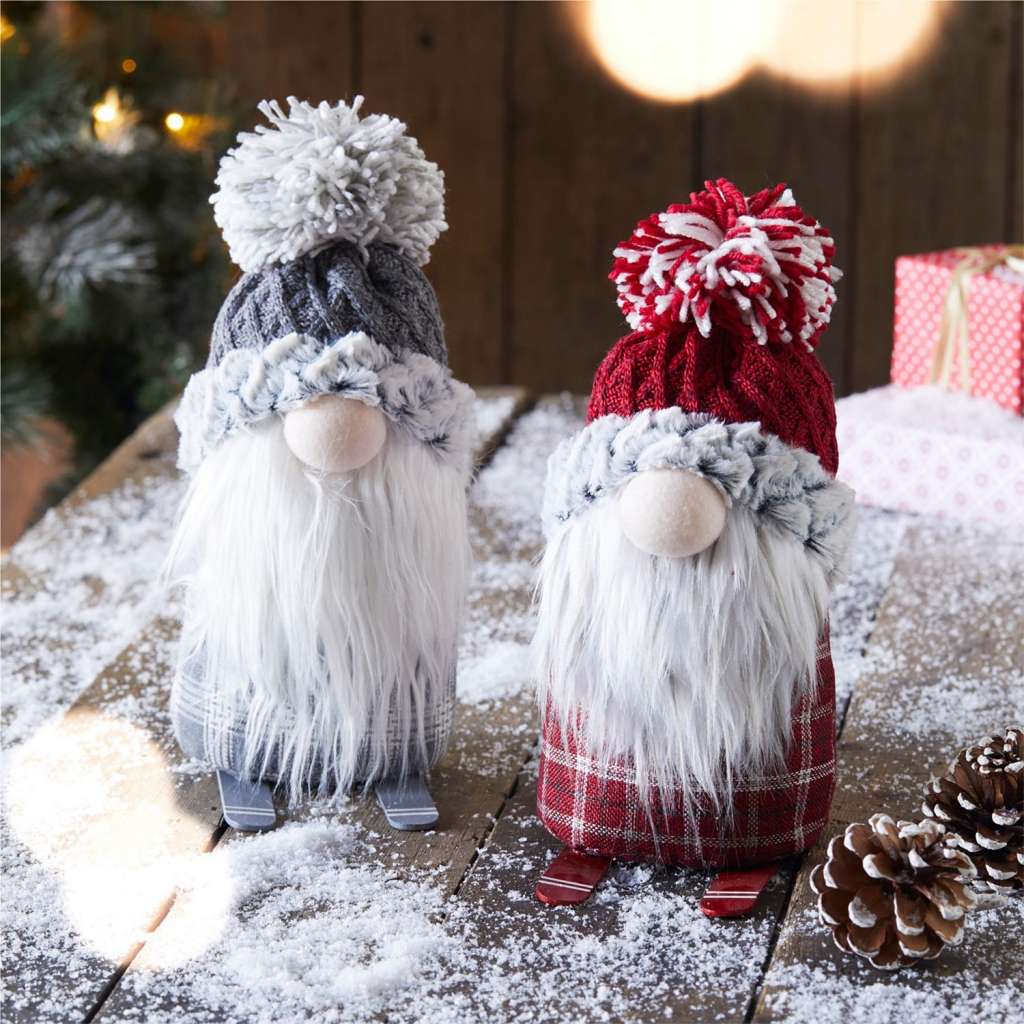 home24 Dekofigur Wichtel mit Ski (2-teilig)