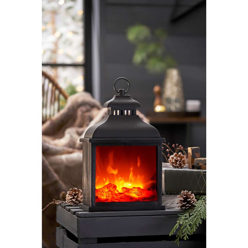 home24 LED-Laterne Kaminfeuer