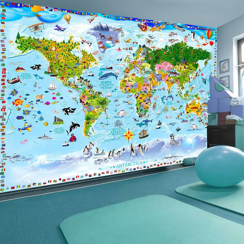 home24 Vlies Fototapete World Map for Kids