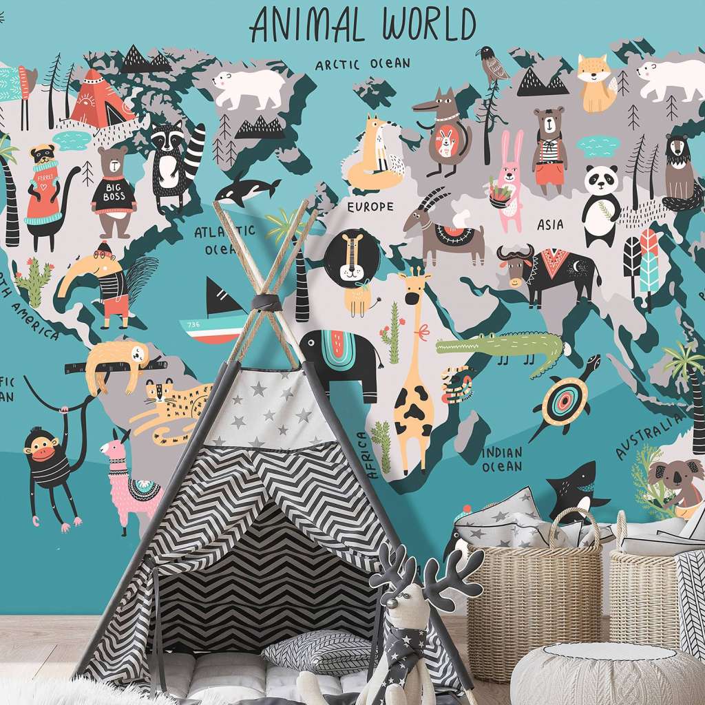 home24 Vlies Fototapete Animal Map