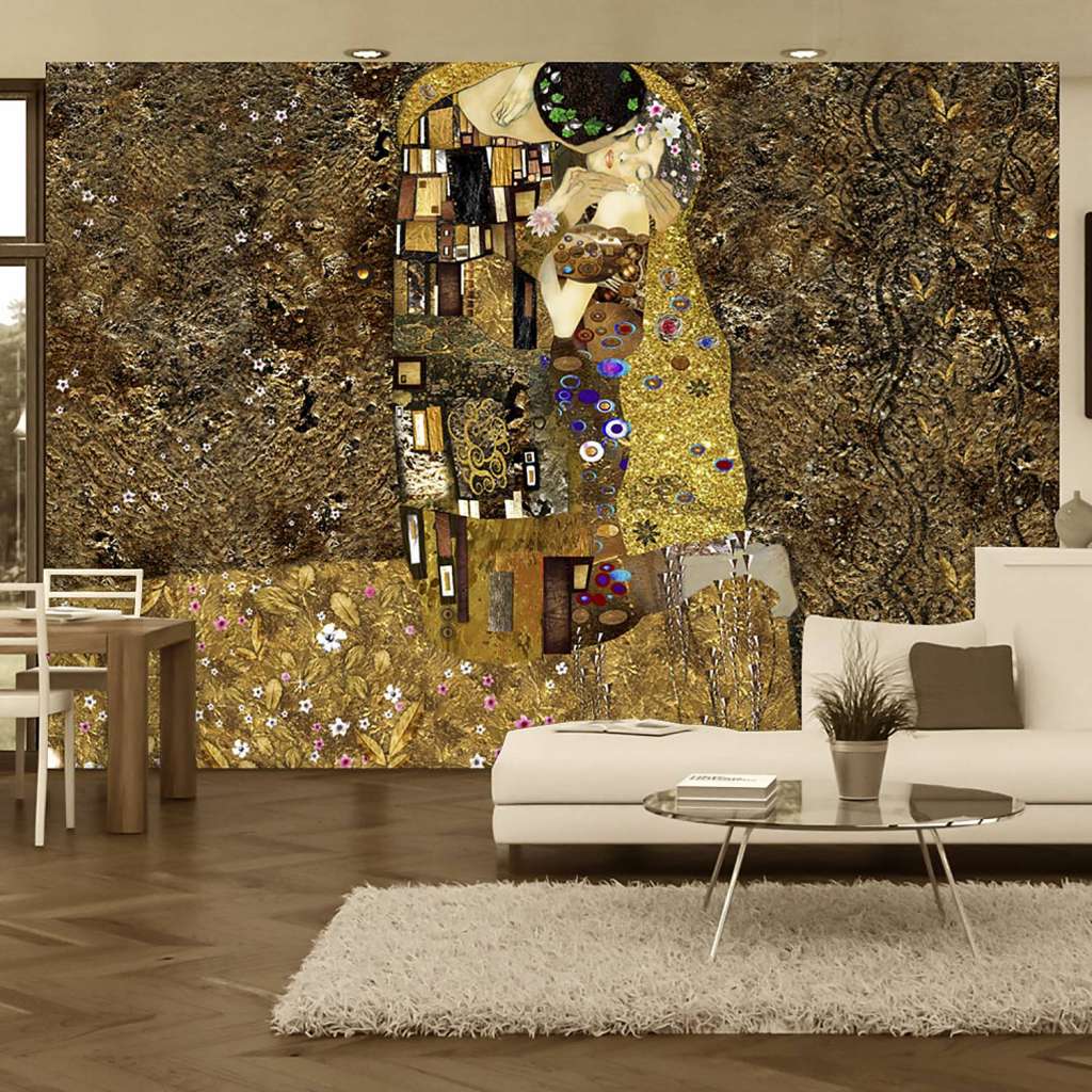 home24 Fototapete Klimt Inspiration Golden Kiss