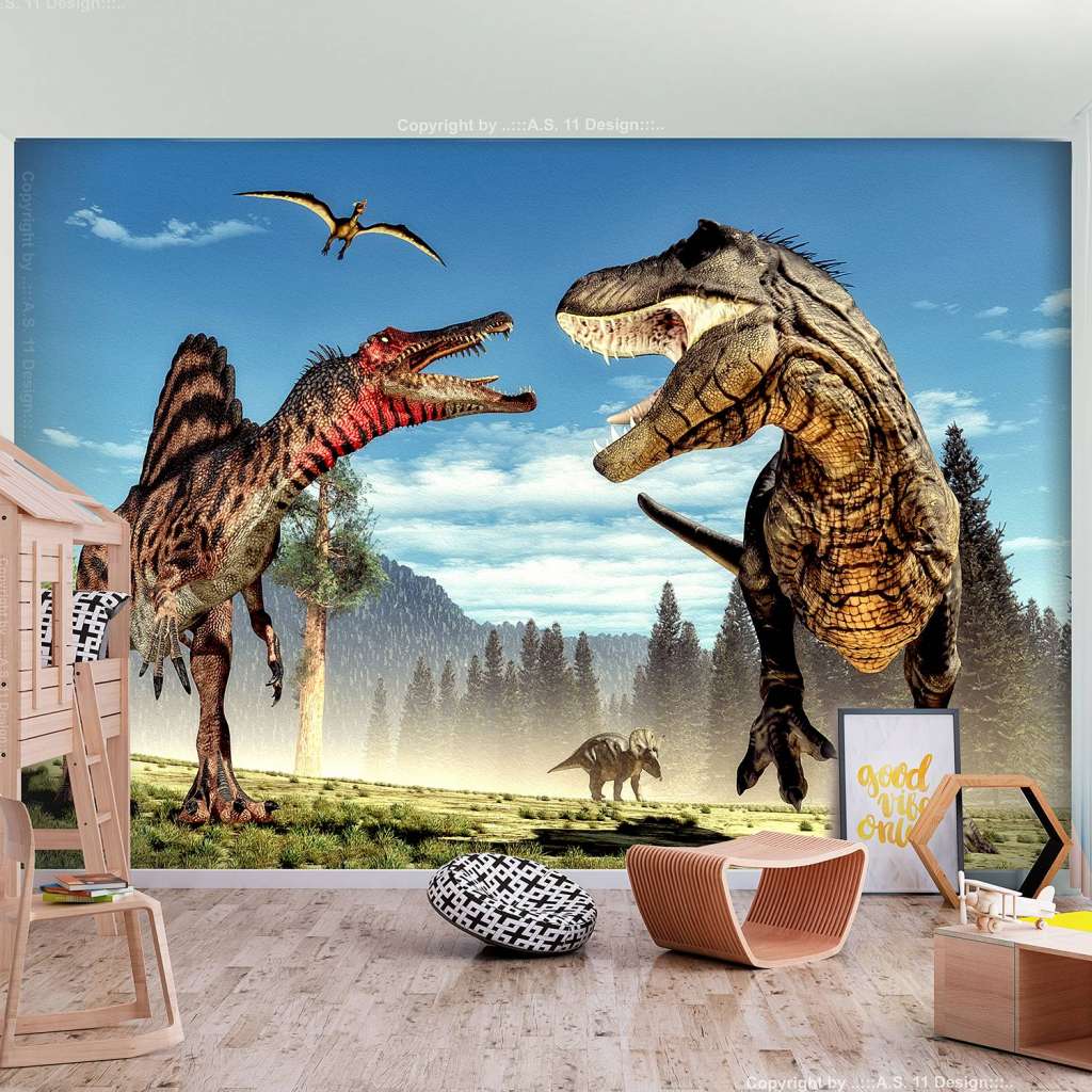 home24 Vlies Fototapete Fighting Dinosaurs