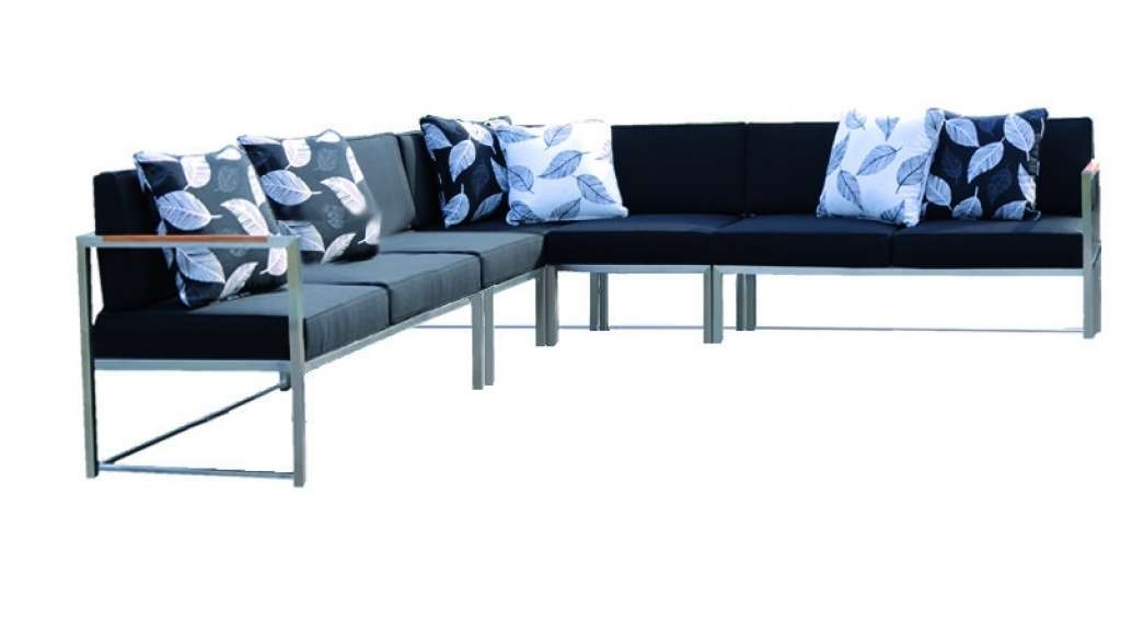 Jan Kurtz - Lux Lounge Eckkombi - Variante 3 - taupe - Gestell weiß - outdoor