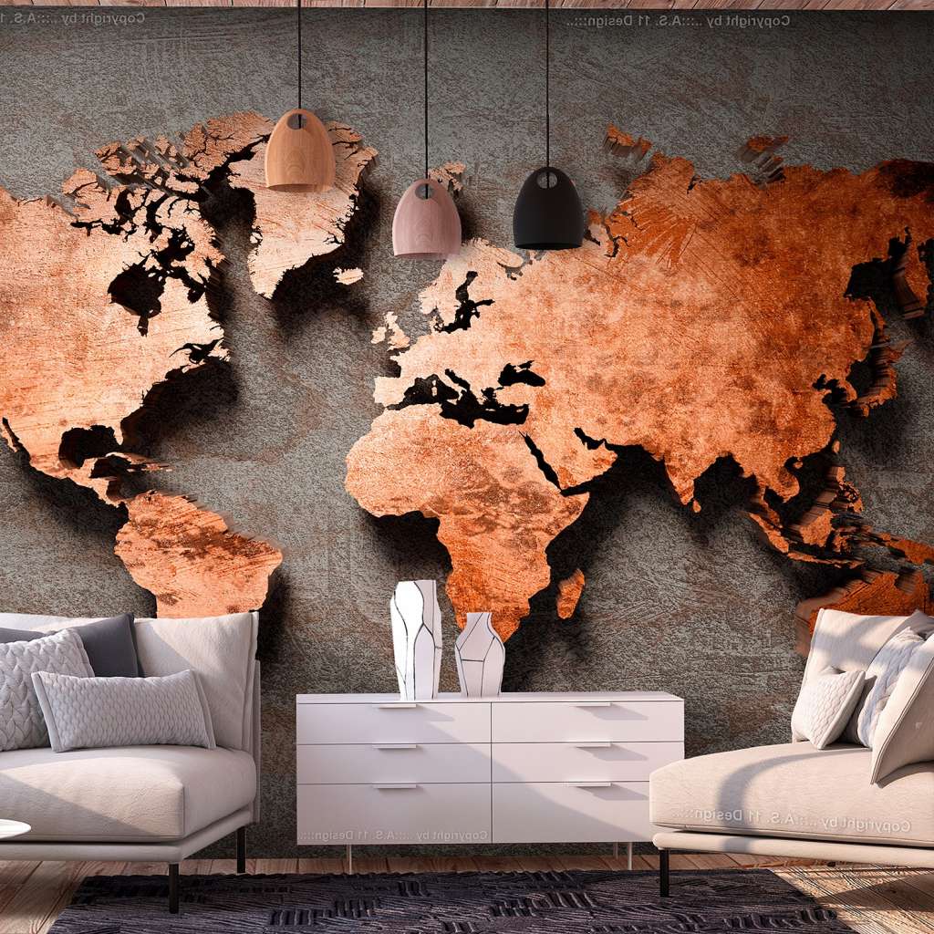 home24 Vlies Fototapete Copper Map