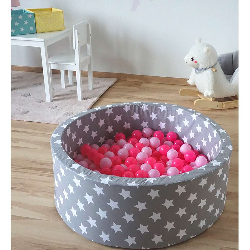 home24 Bällebad Soft White Stars Grau