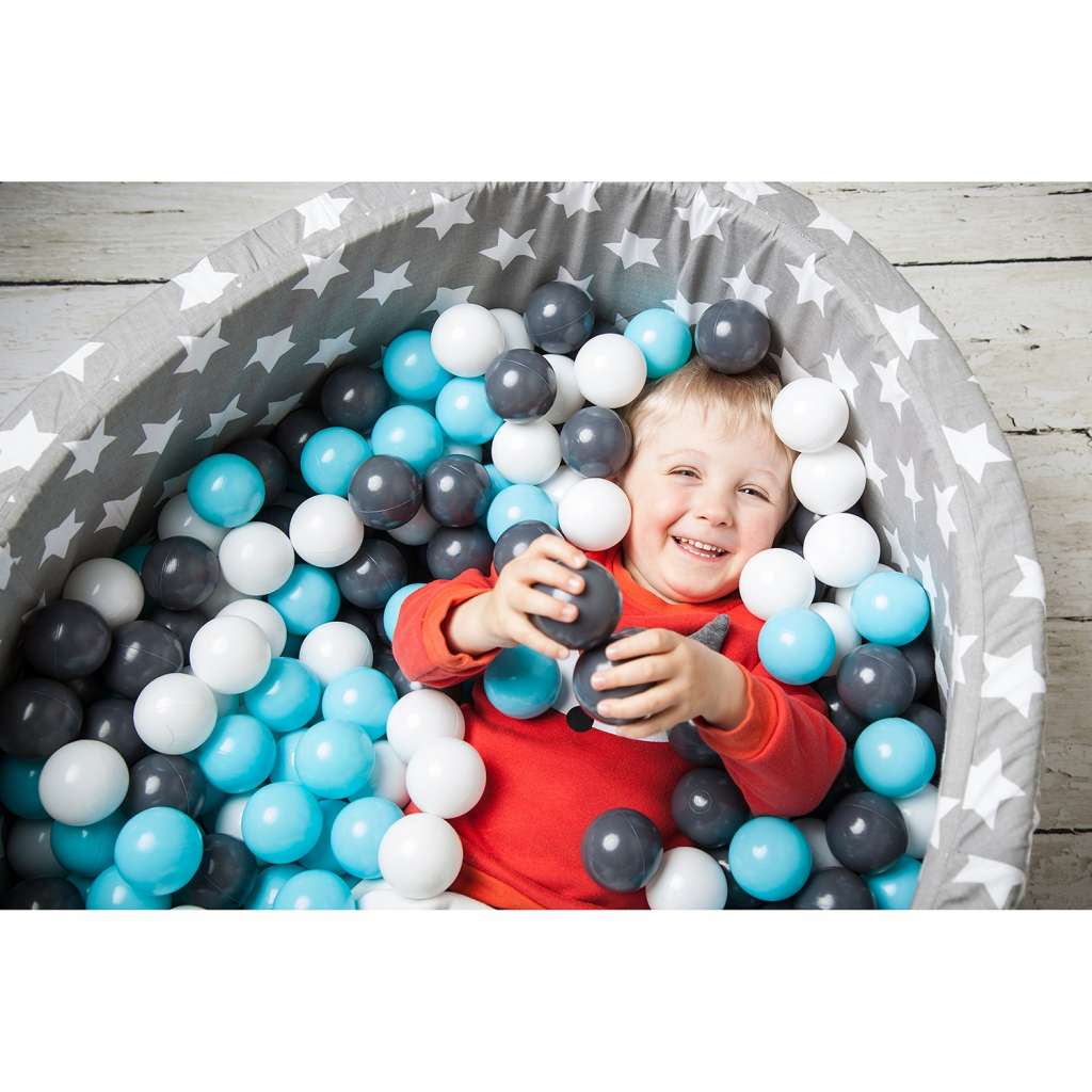 home24 Bällebad Soft White Stars Grau