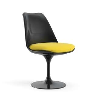 Knoll International - Saarinen Tulip Stuhl - Bezug Ultrasuede Ray - Gestell schwarz - Sitzkissen - drehbar - indoor