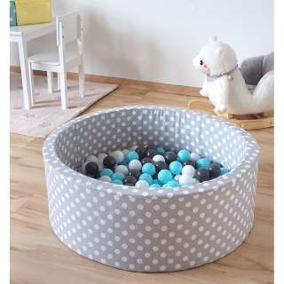 home24 Bällebad Soft White Dots Grau