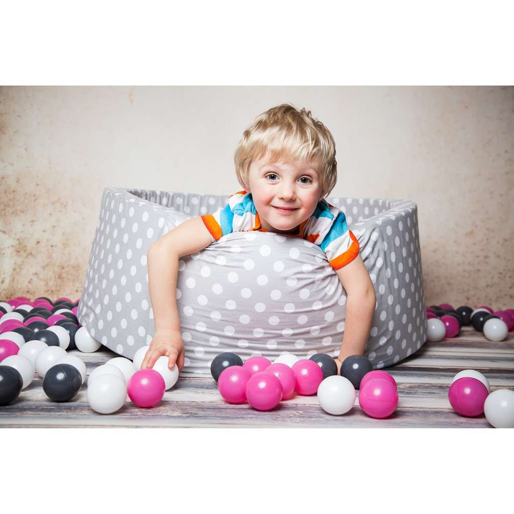 home24 Bällebad Soft White Dots Grau