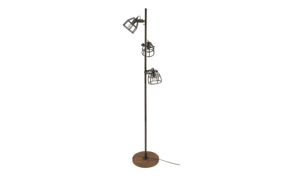 Stehleuchte, 3-flammig, schwarz/Holz ¦ holzfarben Lampen & Leuchten > Innenleuchten > Stehlampen - Höffner