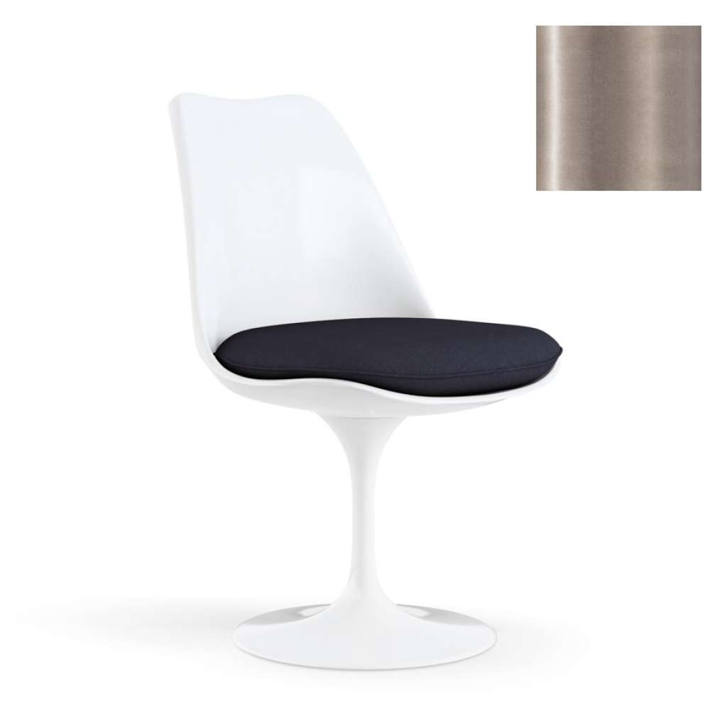 Knoll International - Saarinen Tulip Stuhl - Bezug Eva Beige - Gestell weiß - vollgepolstert - indoor