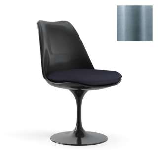 Knoll International - Saarinen Tulip Stuhl - Bezug Eva Steel - Gestell schwarz - Sitzkissen - indoor
