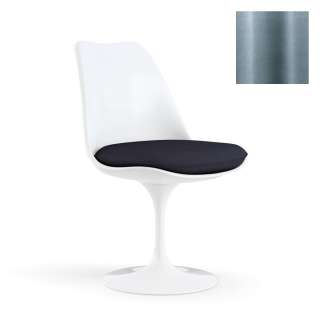 Knoll International - Saarinen Tulip Stuhl - Bezug Eva Steel - Gestell weiß - Sitzkissen - indoor