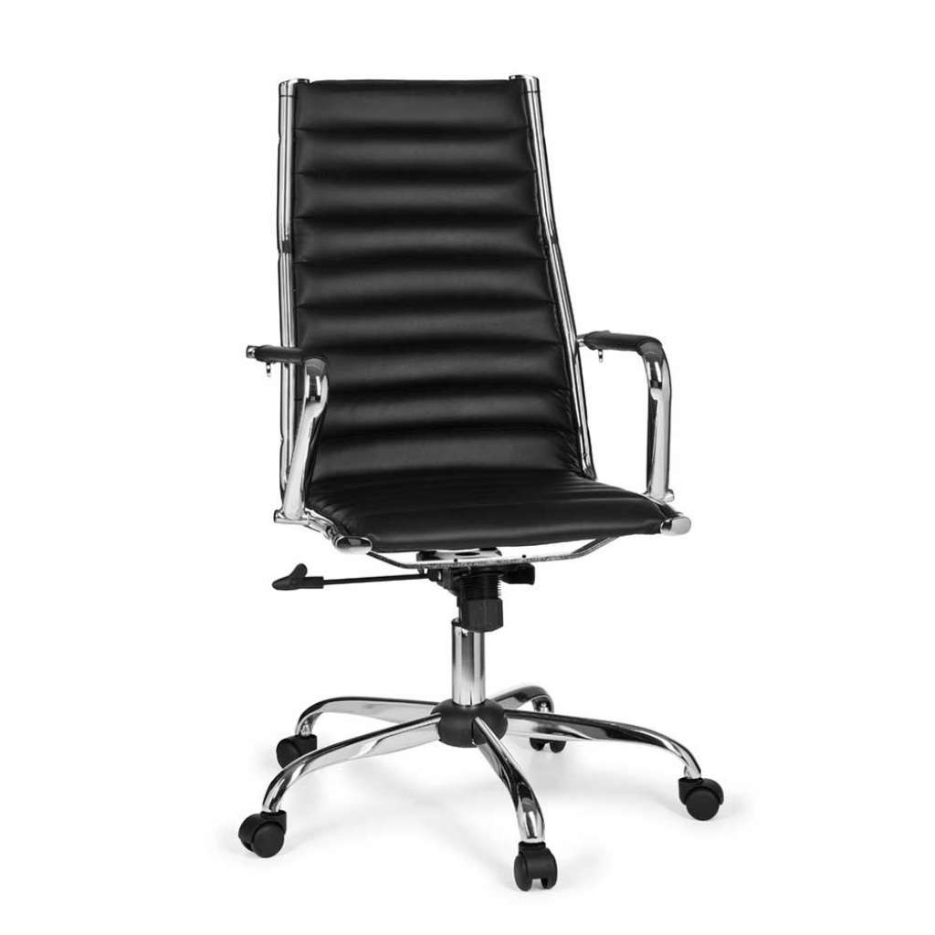 Chefsessel modern in Schwarz & Chrom aufwendigen Steppungen