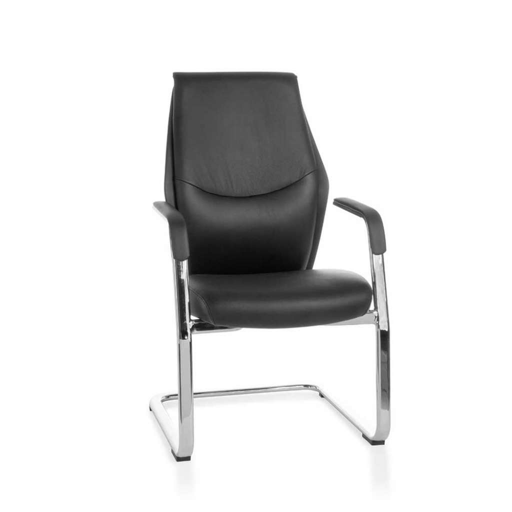 Besprechungsstuhl in Schwarz & Chrom Schwinggestell aus Metall