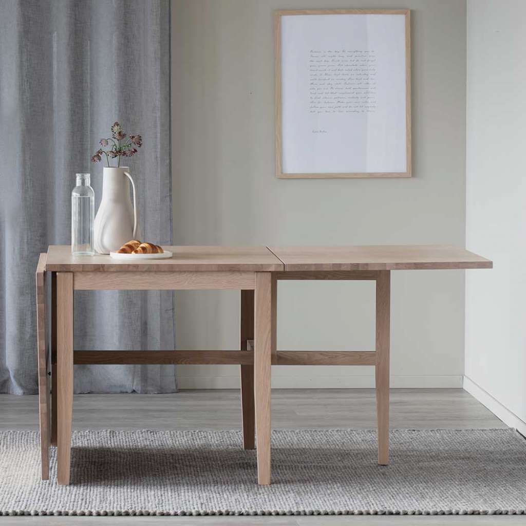 Eiche White Wash Klapptisch mit 2 Verlängerungen 100-220 cm
