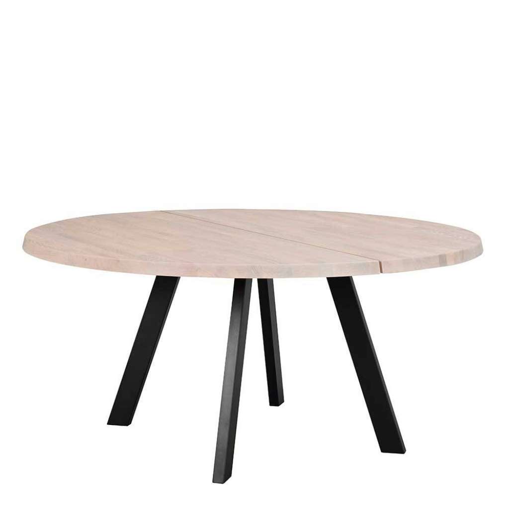 Echtholztisch in Holz White Wash Schwarz