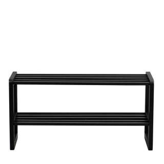 Schuhregal in Schwarz Eiche Massivholz