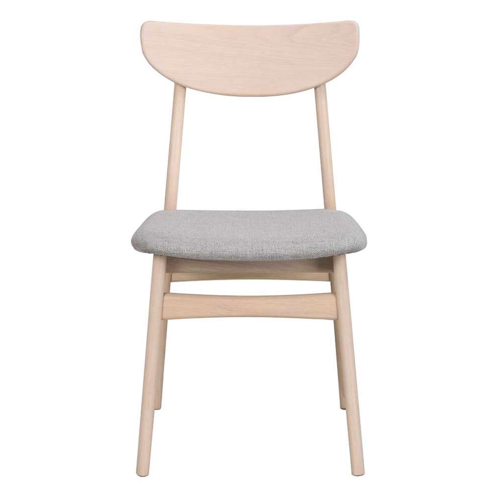 Skandi Stühle in Hellgrau Stoff Holz White Wash (2er Set)