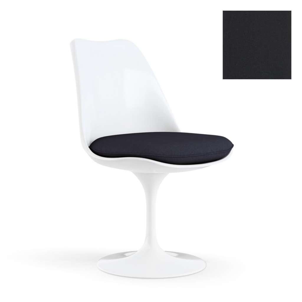 Knoll International - Saarinen Tulip Stuhl - Bezug Tonus Black - Gestell weiß - vollgepolstert - drehbar - indoor