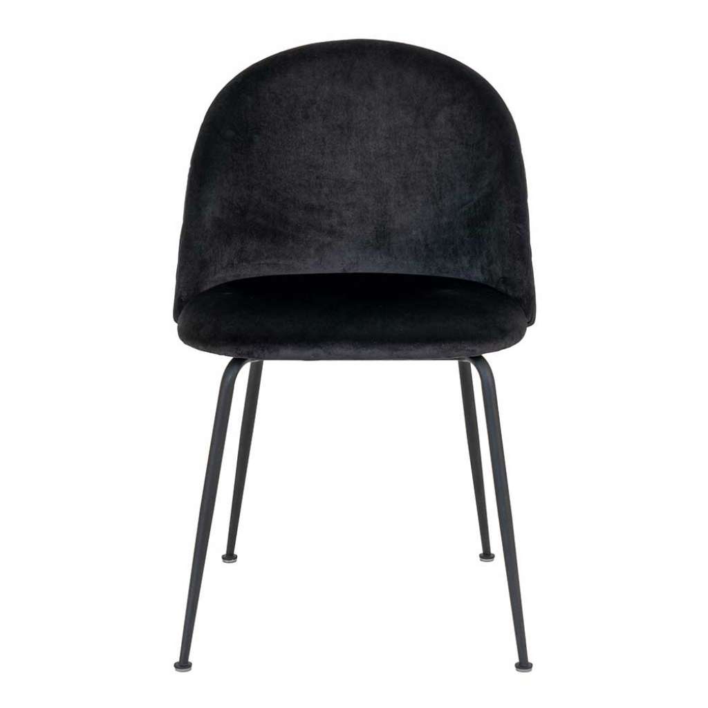 Polsterstuehle Esszimmer in Schwarz Samt Retrostil (2er Set)