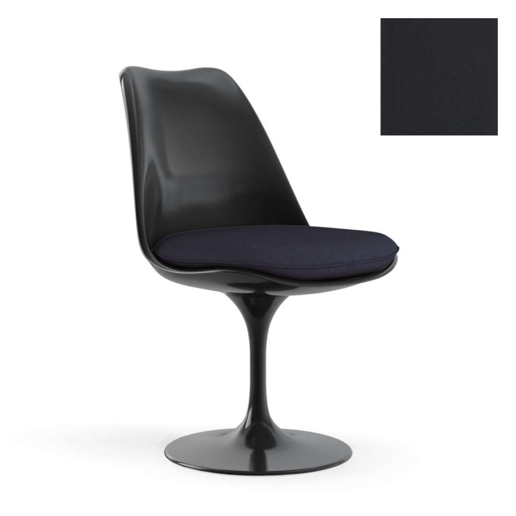 Knoll International - Saarinen Tulip Stuhl - Bezug Tonus Black - Gestell schwarz - vollgepolstert - drehbar - indoor