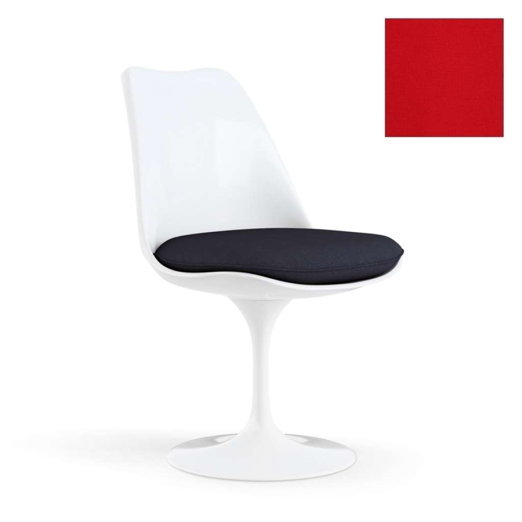 Knoll International - Saarinen Tulip Stuhl - Bezug Tonus Bright Red - Gestell weiß - vollgepolstert - drehbar - indoor