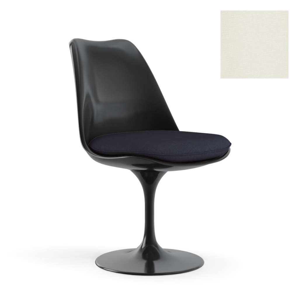 Knoll International - Saarinen Tulip Stuhl - Bezug Tonus Ivory - Gestell schwarz - Sitzkissen - indoor