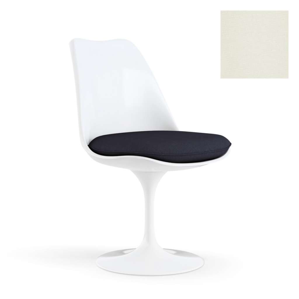 Knoll International - Saarinen Tulip Stuhl - Bezug Tonus Ivory - Gestell weiß - vollgepolstert - drehbar - indoor