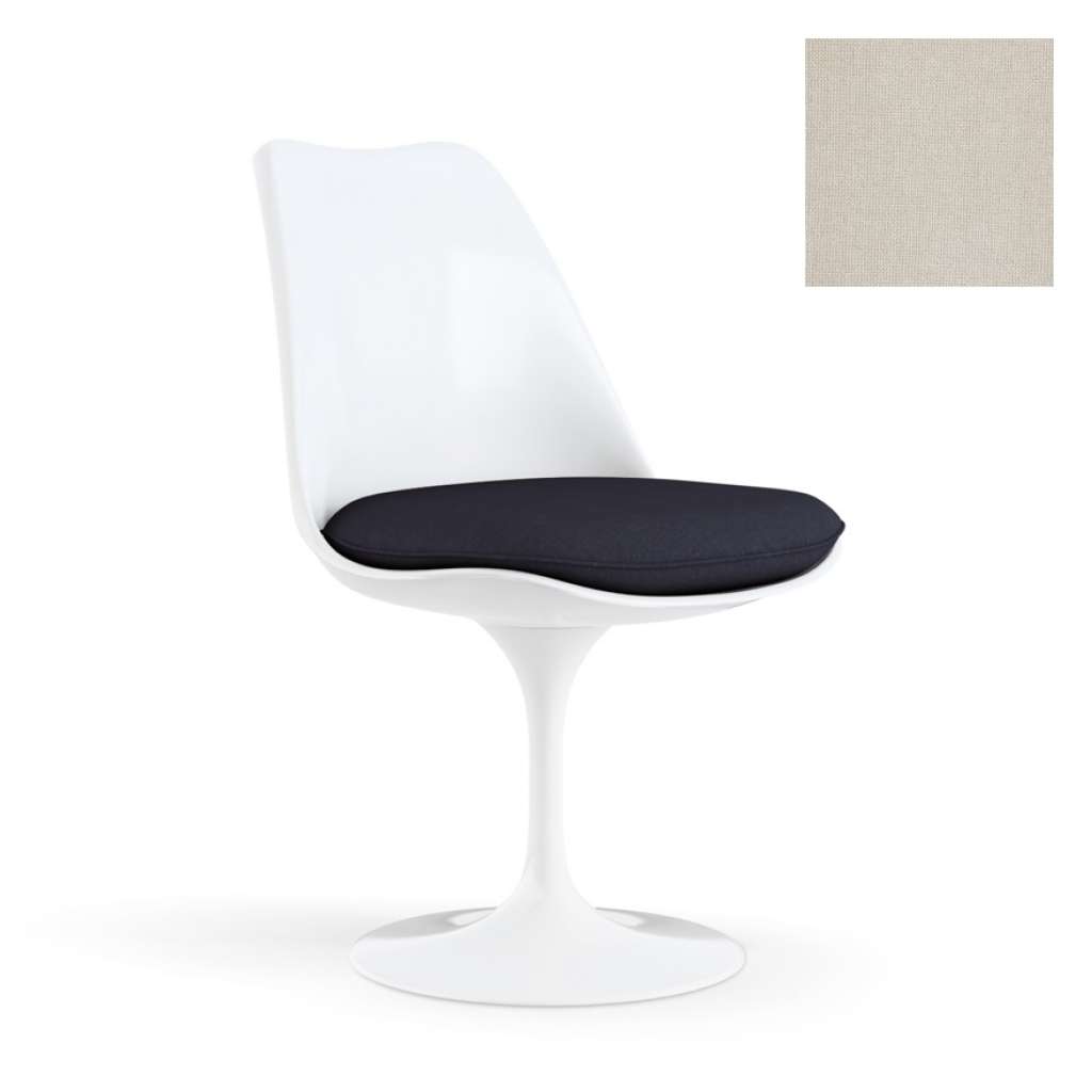 Knoll International - Saarinen Tulip Stuhl - Bezug Hallingdal powder - Gestell weiß - Sitzkissen - indoor