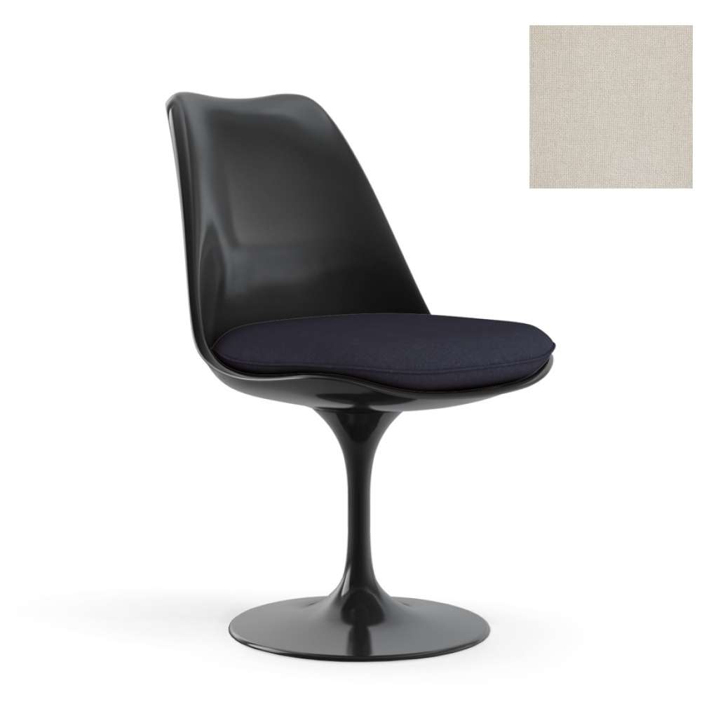 Knoll International - Saarinen Tulip Stuhl - Bezug Hallingdal powder - Gestell schwarz - Sitzkissen - drehbar - indoor
