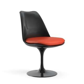 Knoll International - Saarinen Tulip Stuhl - Bezug Vinyl Caroot - Gestell schwarz - vollgepolstert - drehbar - indoor