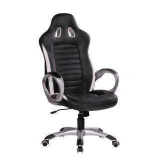 Ergonomischer Gamer Stuhl in Schwarz & Weiß hoher Lehne
