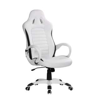 Eleganter Gaming Stuhl in Weiß Bezug aus Kunstleder