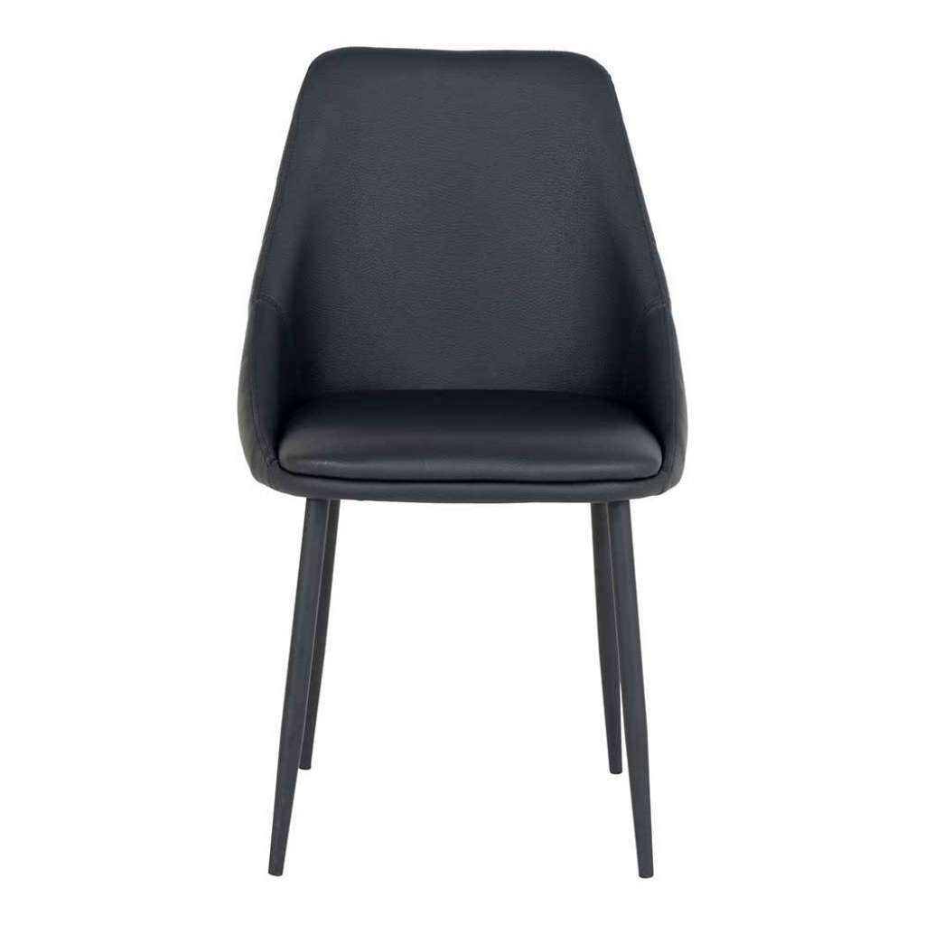 Kunstleder Stühle Schwarz mit Schalensitz Gestell aus Metall (2er Set)