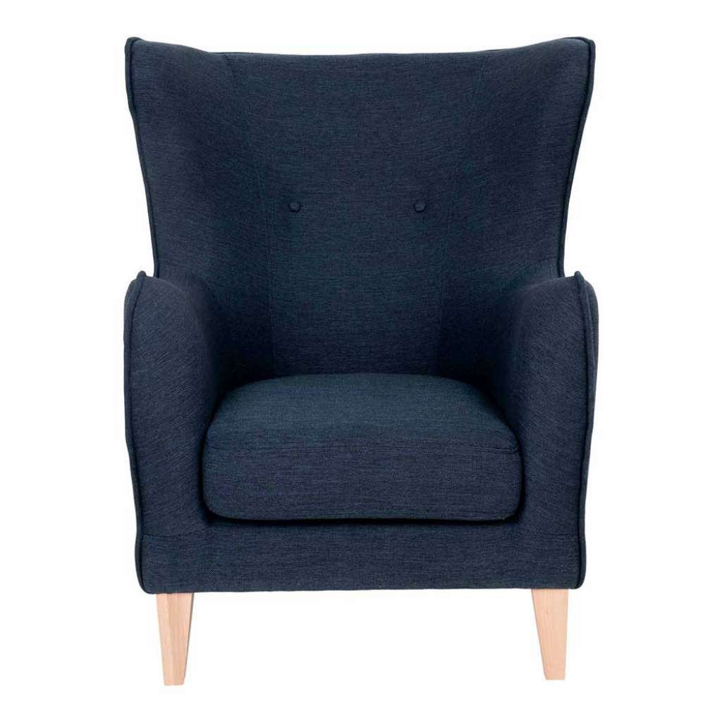 Omasessel im Skandi Design Dunkelblau & Buche