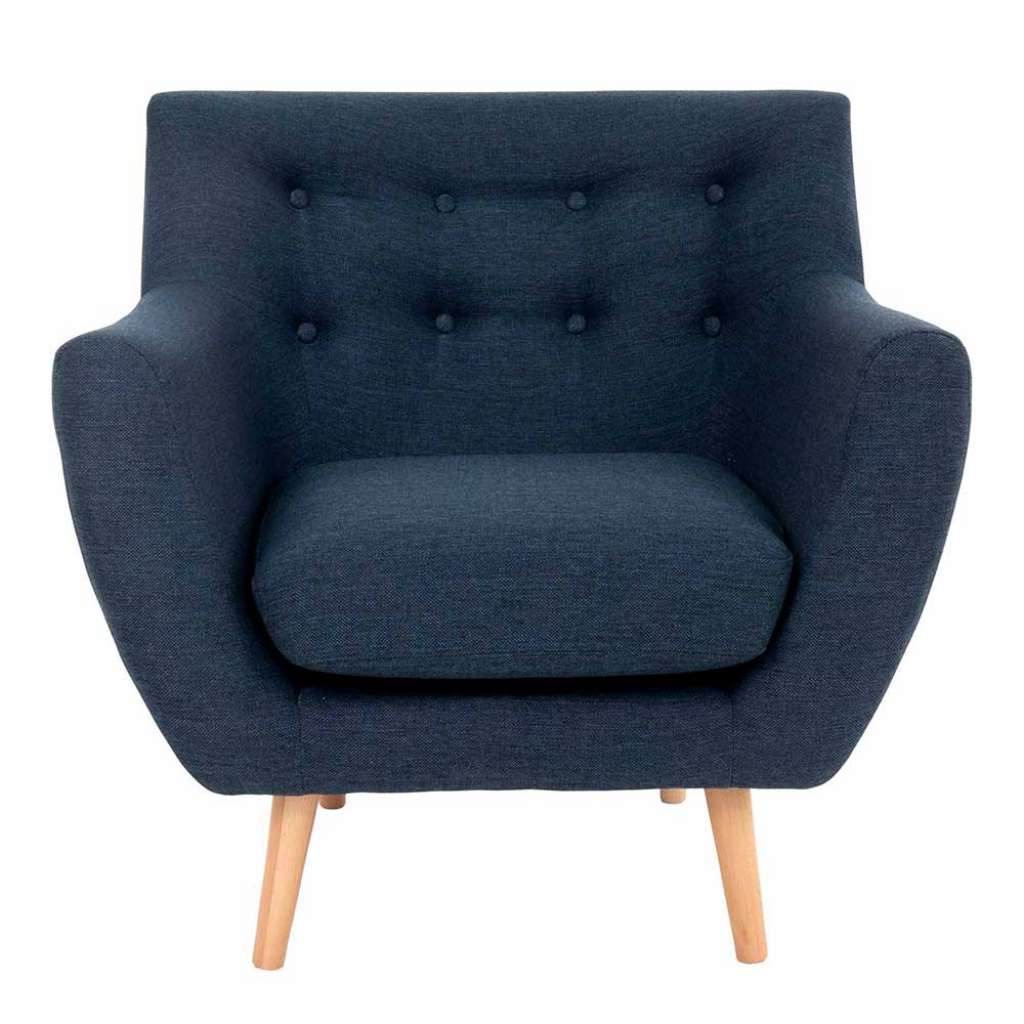 Sessel mit Bezug aus Webstoff Blau Fußgestell aus Buche