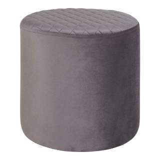 Samt Pouf in Grau runder Form