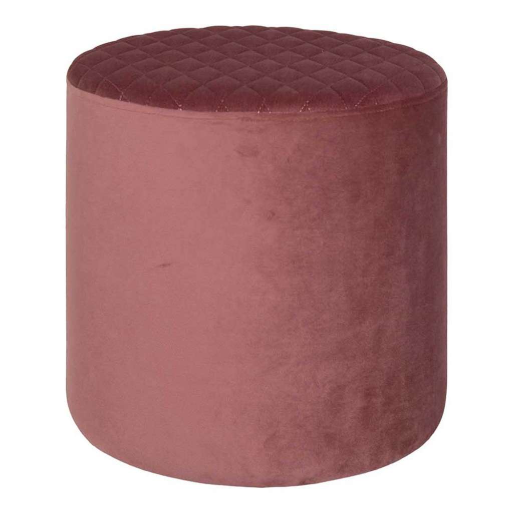 Rosa Samt Pouf in runder Form Retrostil