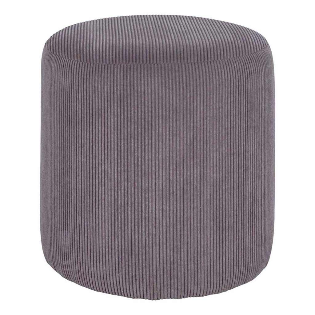 Cordbezug Pouf in runder Form Grau