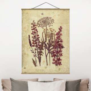 home24 Stoffbild Vintage Leinenoptik Blumen