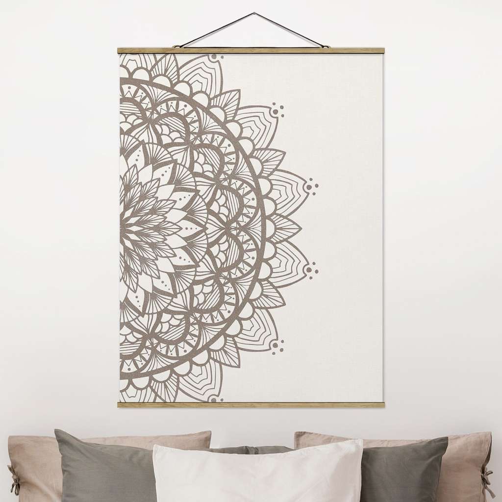 home24 Stoffbild Mandala Illustration Shabby